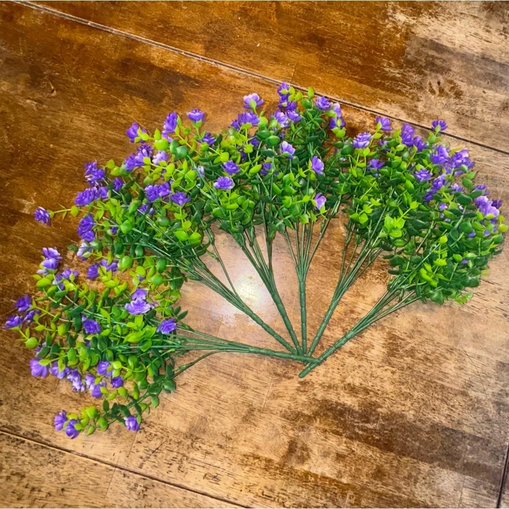 6 pcs Purple Artificial Flowers Outdoor Plastic Faux Flowers NWOT